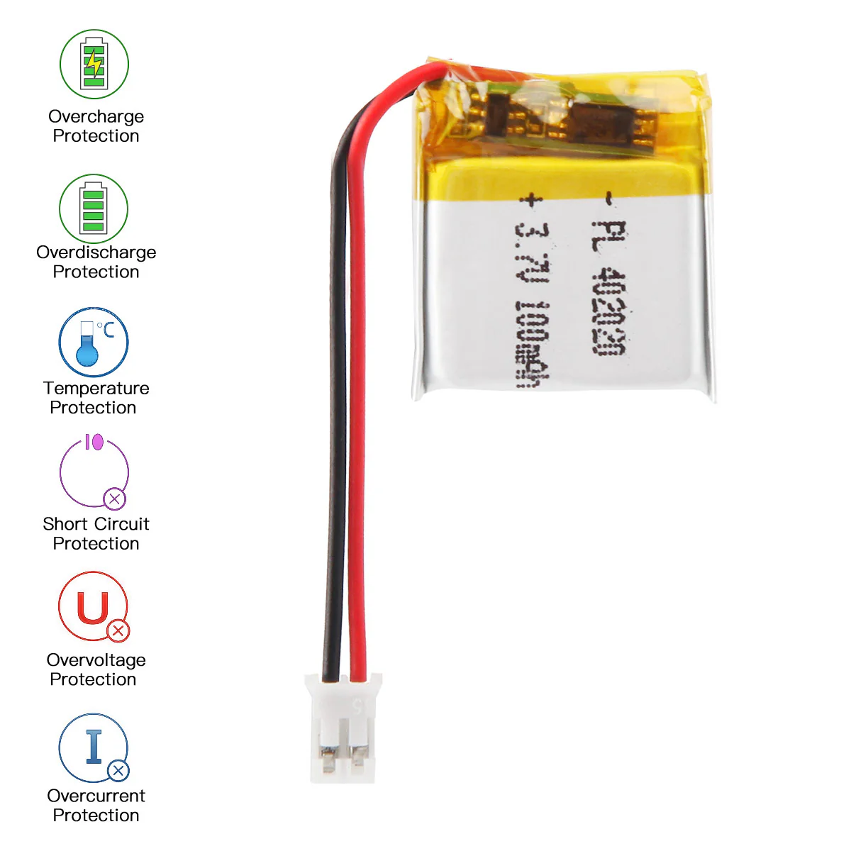 YDL 3.7V 100mAh 402020 Rechargeable Lithium  Polymer Battery - Image 5
