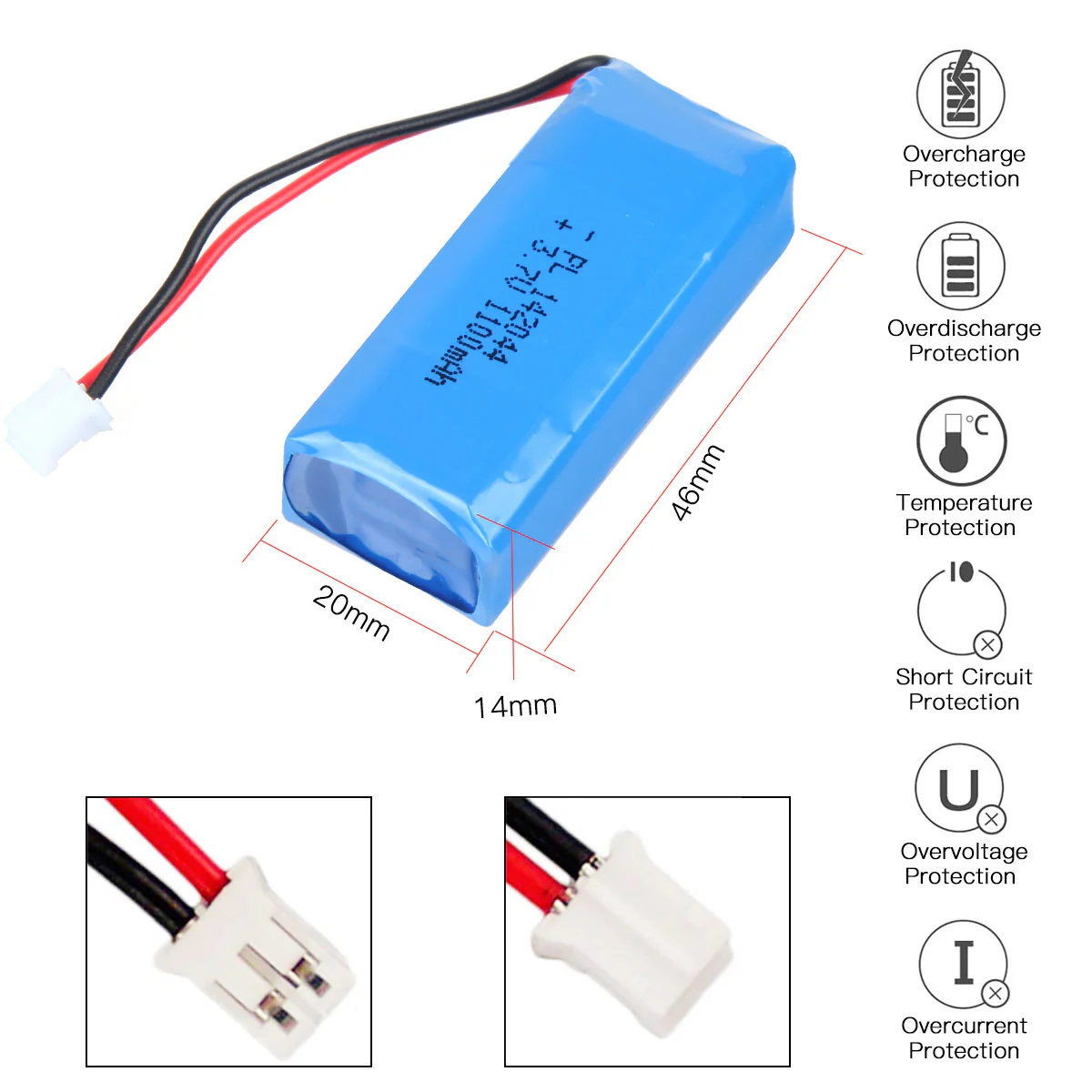 3.7V 1100mAh 142044 Rechargeable Lithium Polymer Battery - Image 3