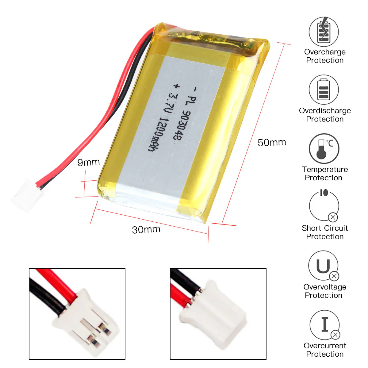 3.7V 1700mAh 903048 Rechargeable Lithium Polymer Battery - Image 3