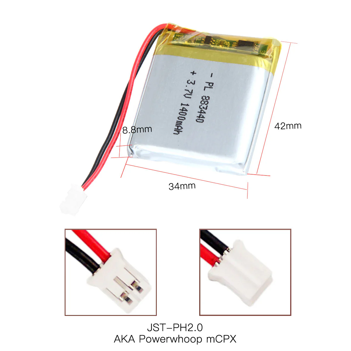 YDL 3.7V 1400mAh 883440 Rechargeable Lithium Polymer Battery - Image 5