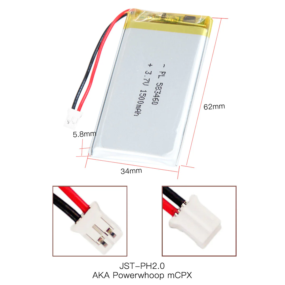 YDL 3.7V 1500mAh 583460 Rechargeable  Lithium Polymer Battery - Image 5