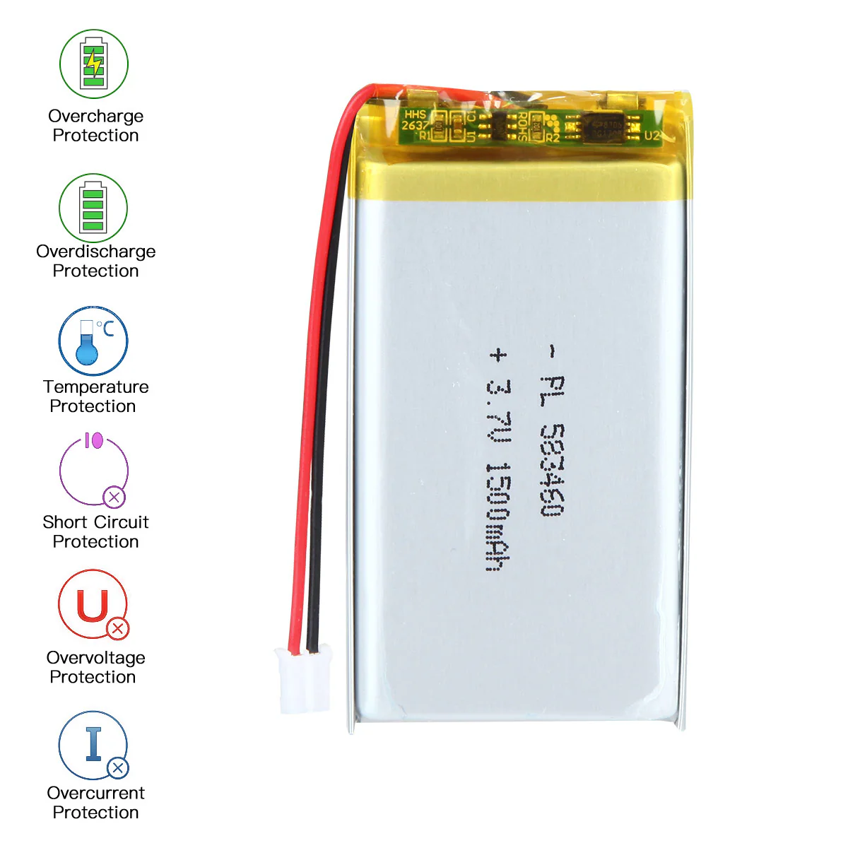 YDL 3.7V 1500mAh 583460 Rechargeable  Lithium Polymer Battery - Image 6