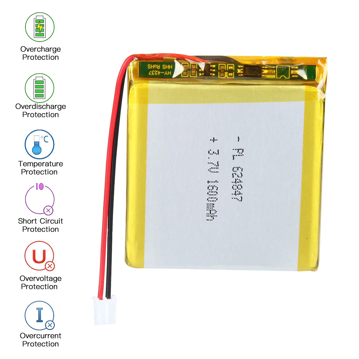 YDL 3.7V 1600mAh 624847 Rechargeable Lithium Polymer Battery - Image 6