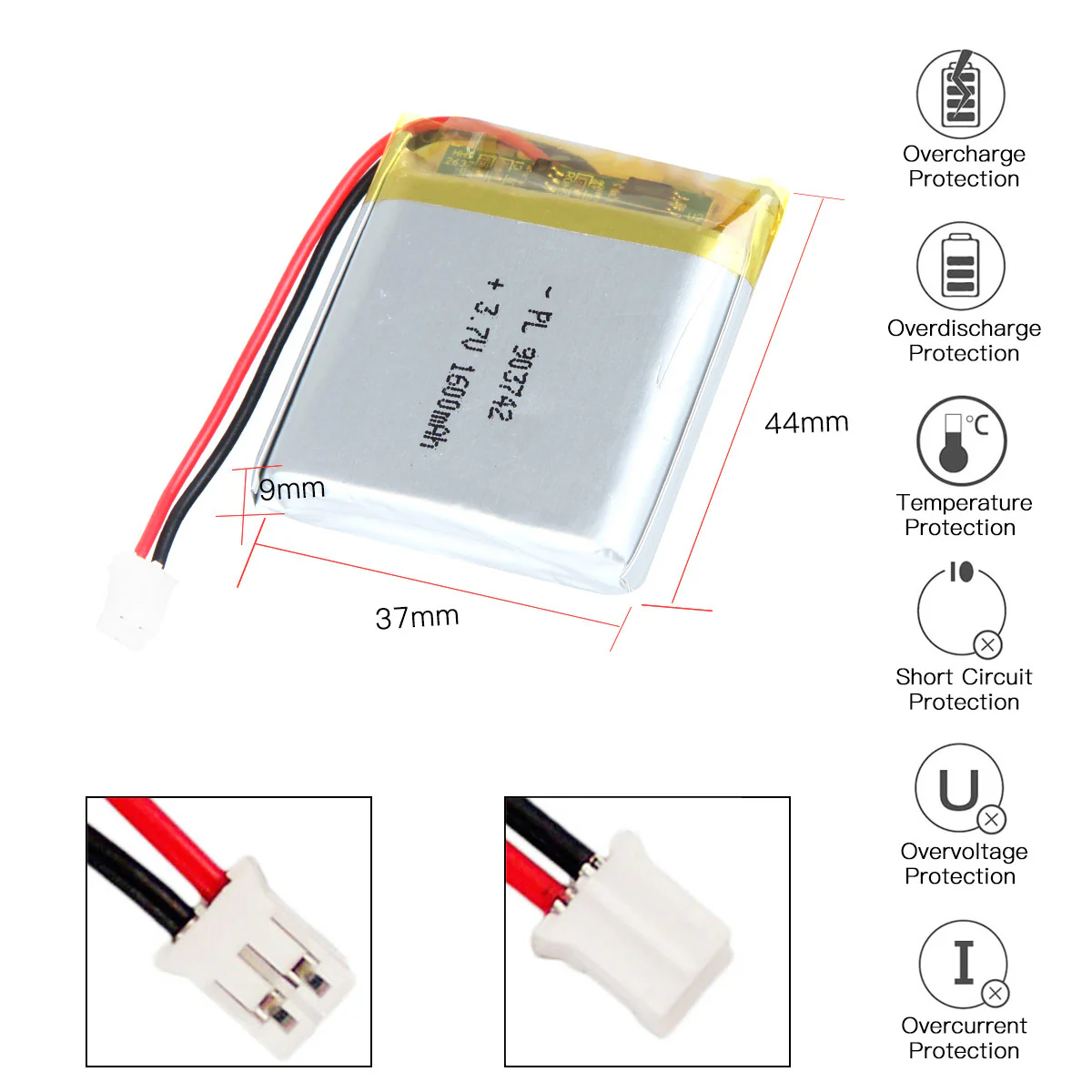 YDL 3.7V 1600mAh 903742 Rechargeable Lithium Polymer Battery - Image 4