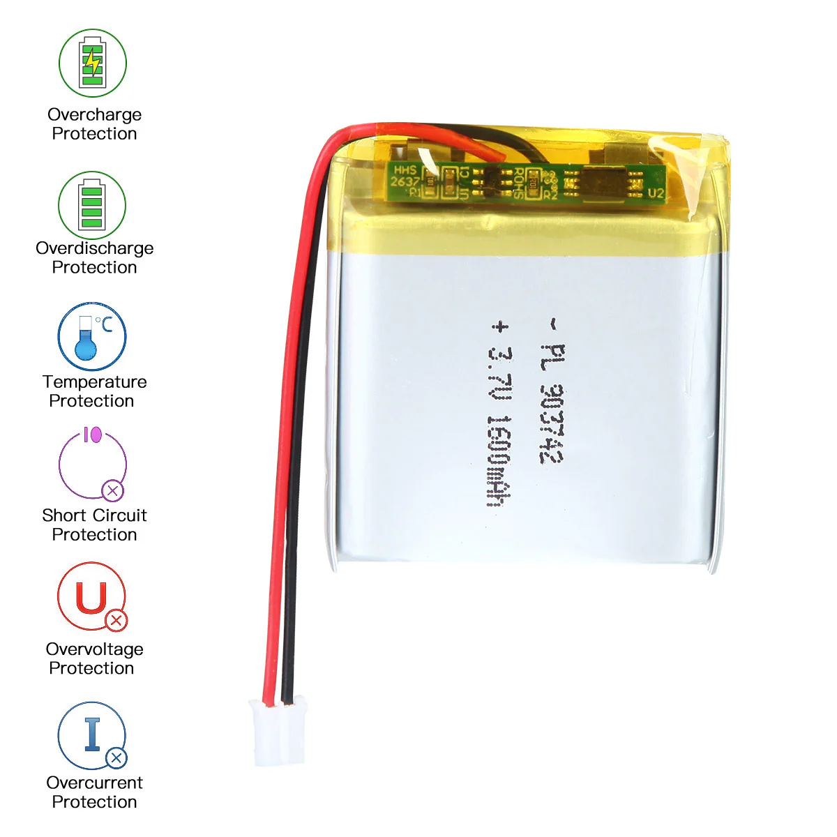 YDL 3.7V 1600mAh 903742 Rechargeable Lithium Polymer Battery - Image 6