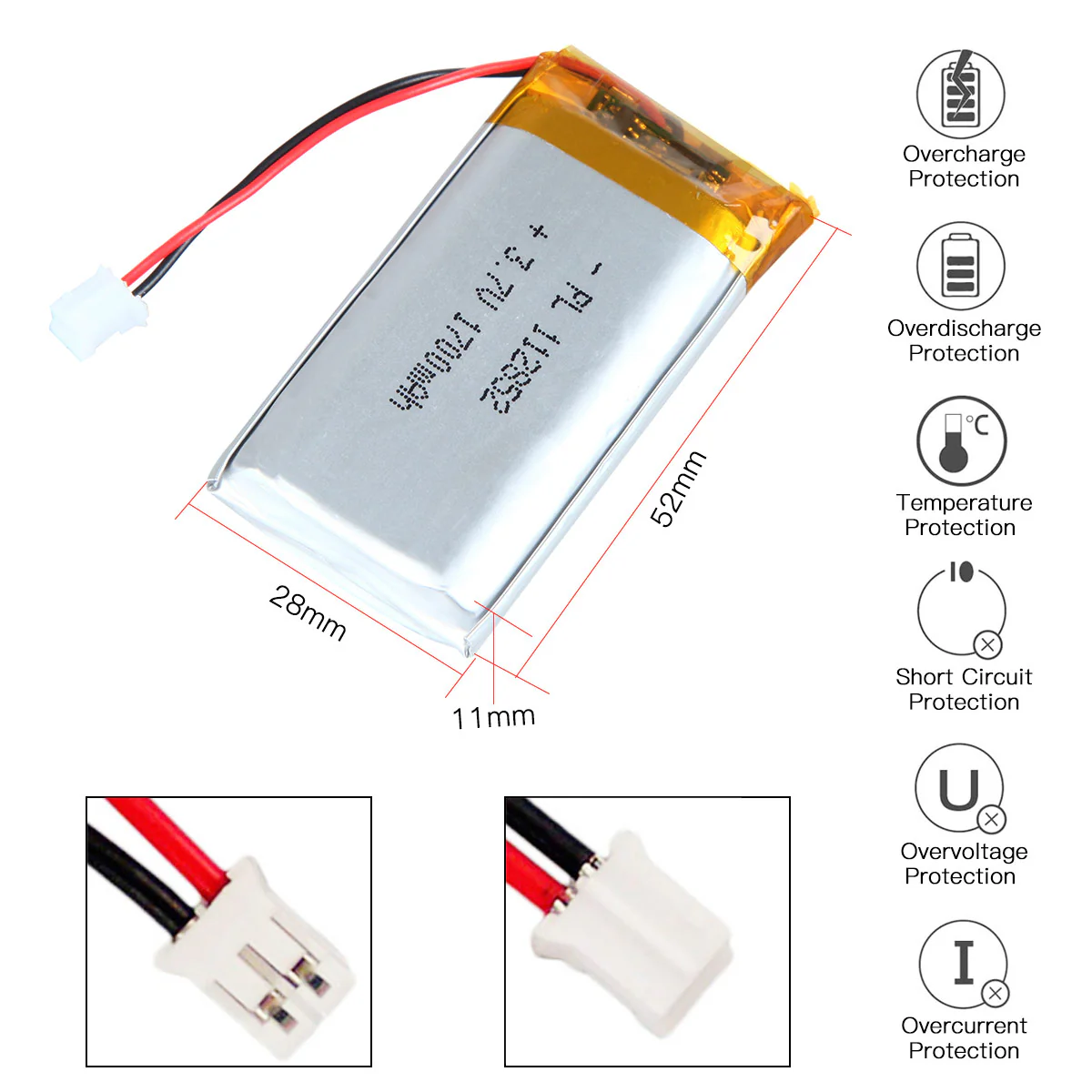 3.7V 1700mAh 112852 Rechargeable Lithium Polymer Battery - Image 4