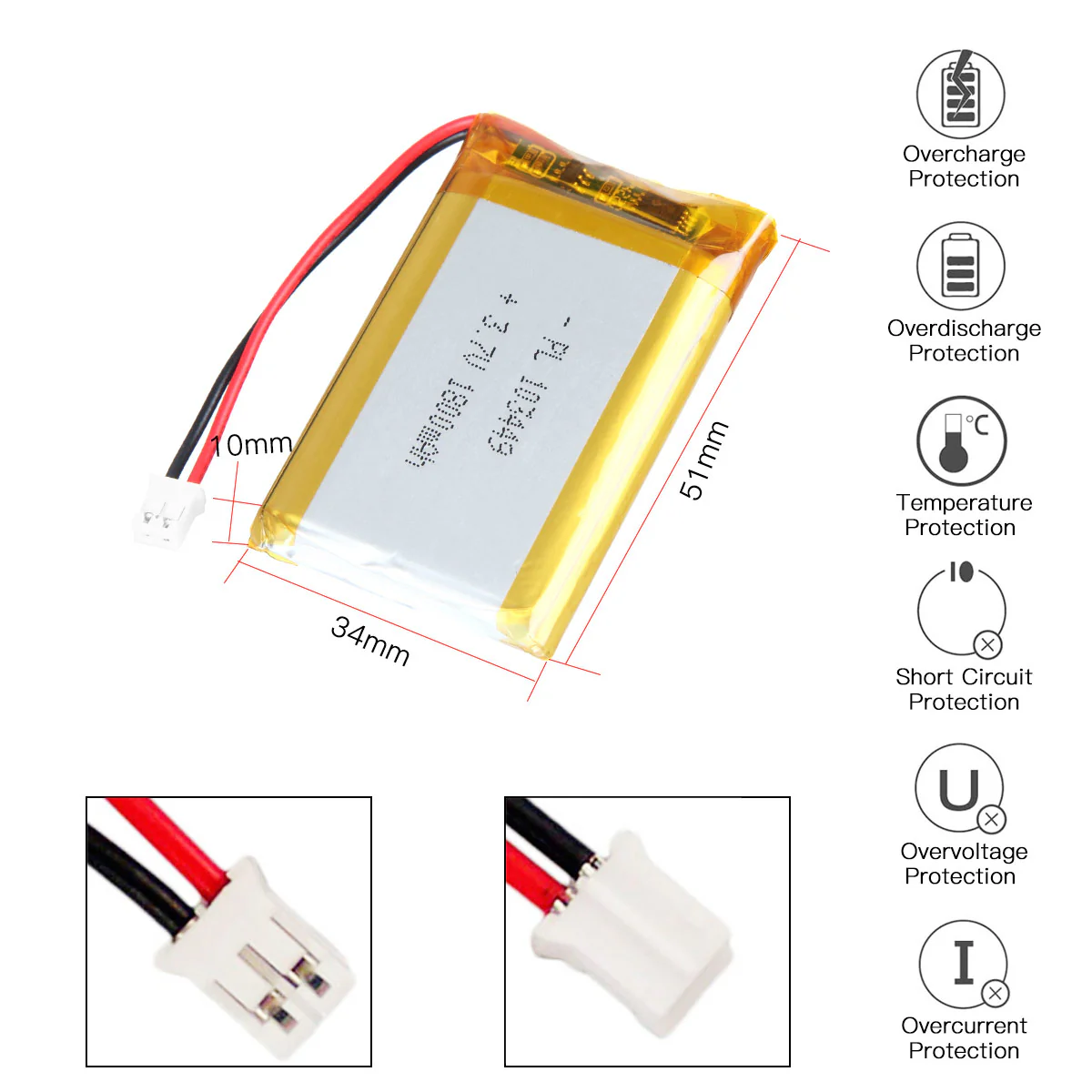 3.7V 1800mAh 103449 Rechargeable Lithium Polymer Battery - Image 4