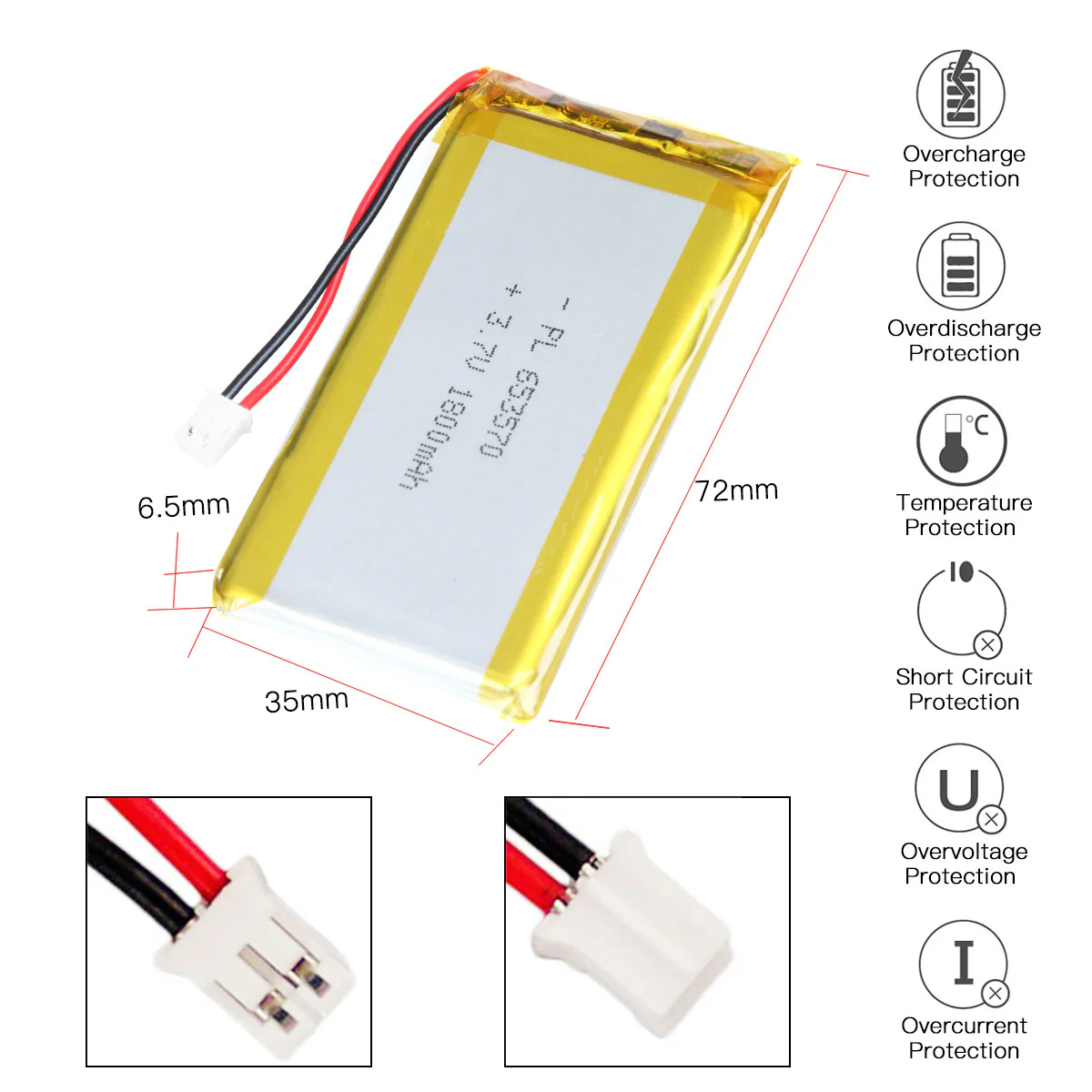 YDL 3.7V 1800mAh 653570 Rechargeable - Image 4
