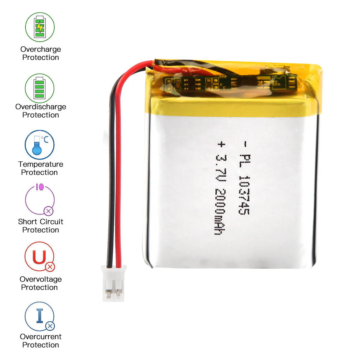 3.7V 2000mAh 103745 Rechargeable Lithium Polymer Battery - Image 4