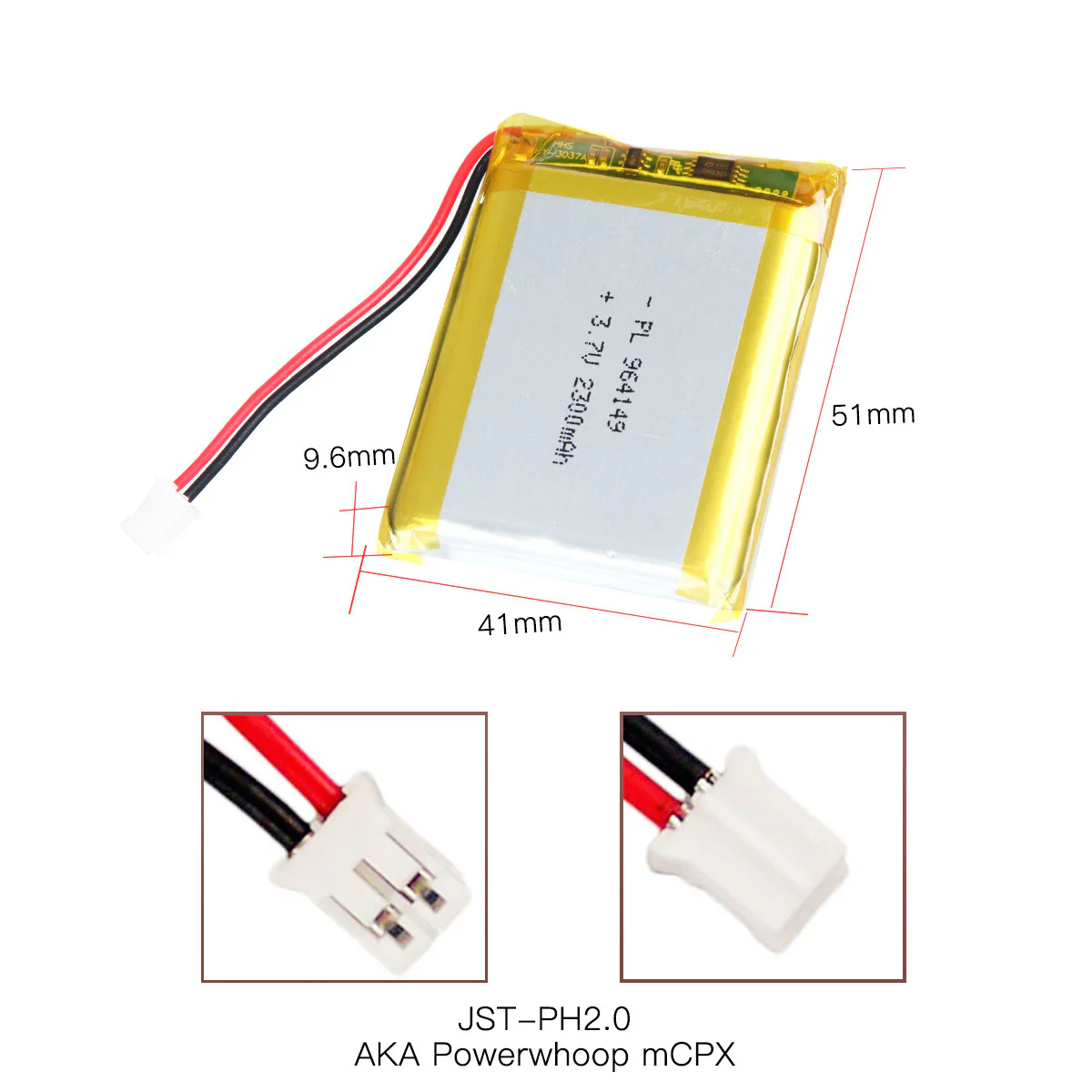 YDL 3.7V 2300mAh 964149 Rechargeable Lithium Polymer Battery Length 51mm - Image 4