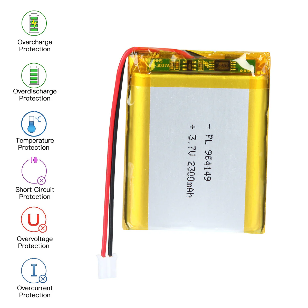 YDL 3.7V 2300mAh 964149 Rechargeable Lithium Polymer Battery Length 51mm - Image 5