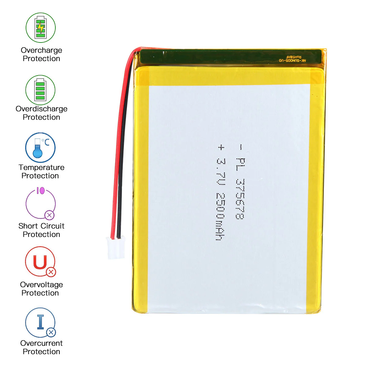 YDL 3.7V 2500mAh 375678 Rechargeable Lithium Polymer Battery Length 80mm - Image 5