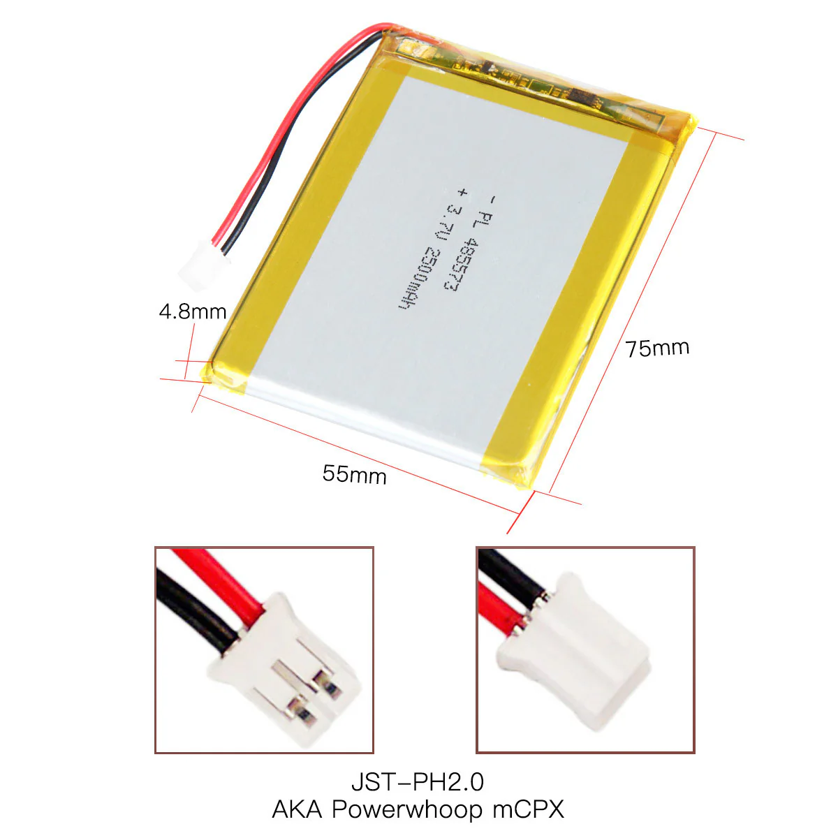 3.7V 2500mAh 485573 Rechargeable Lithium Polymer Battery - Image 4