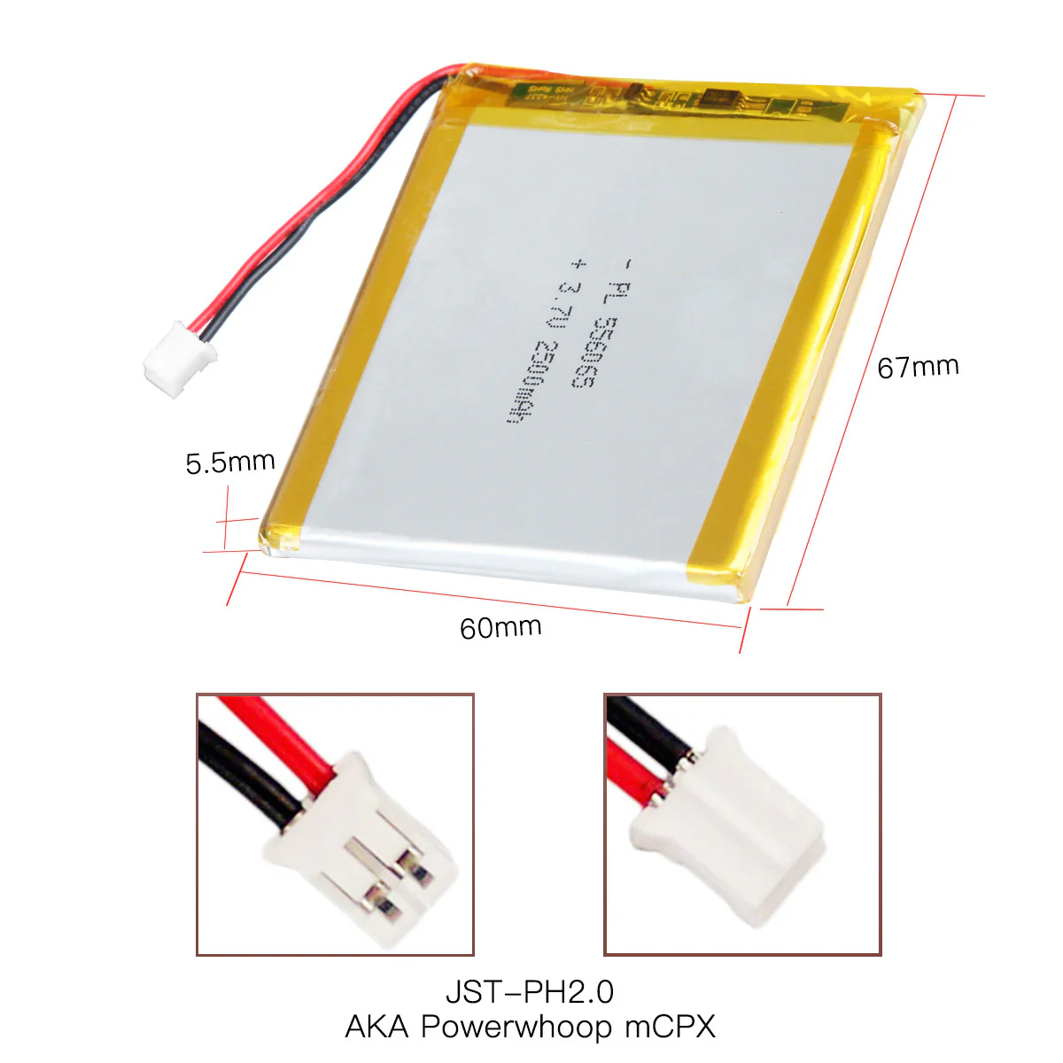 YDL 3.7V 2500mAh 556065 Rechargeable Lithium Polymer Battery Length 67mm - Image 4