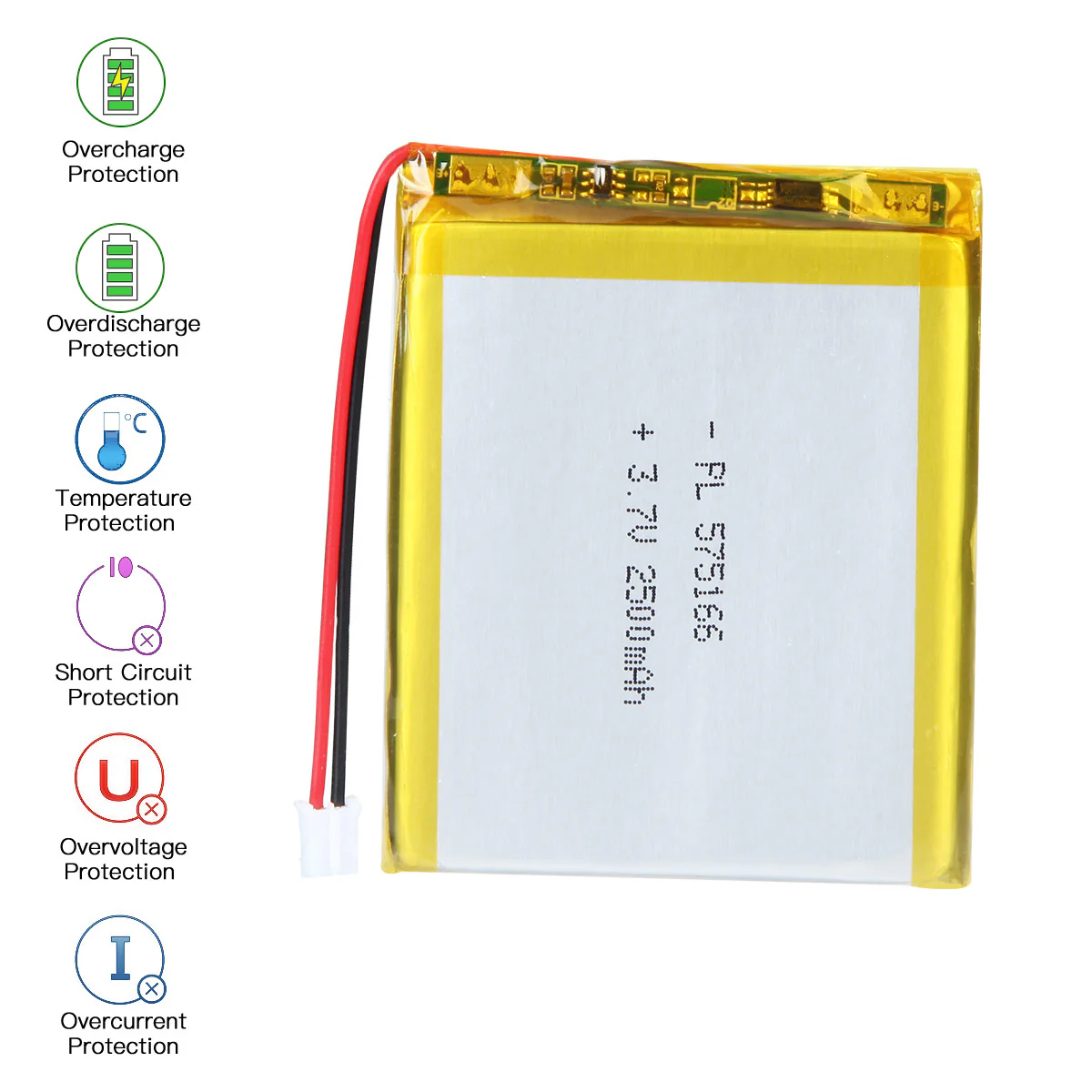 YDL 3.7V 2500mAh 575166 Rechargeable Lithium Polymer Battery Length 68mm - Image 5
