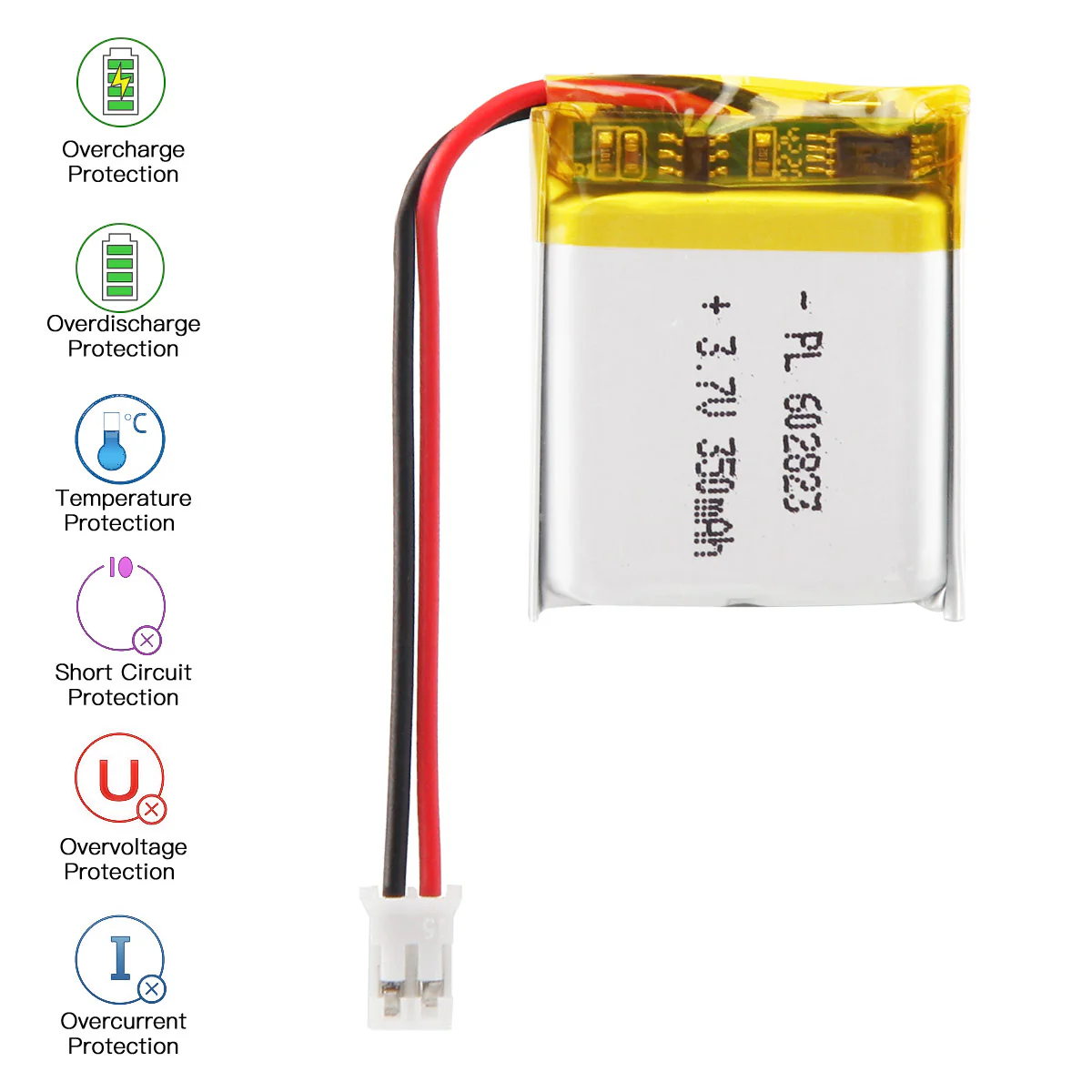 YDL 3.7V 350mAh 602823 Rechargeable Lithium Polymer Battery Length 25mm - Image 5