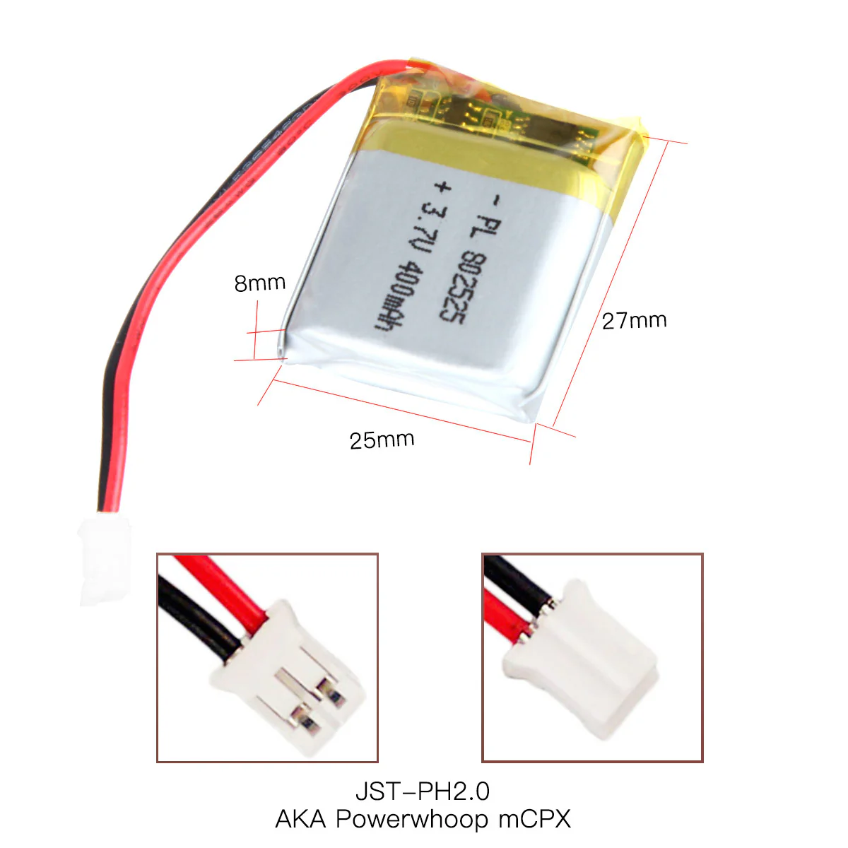 YDL 3.7V 400mAh 802525 Rechargeable Lithium Polymer Battery - Image 4