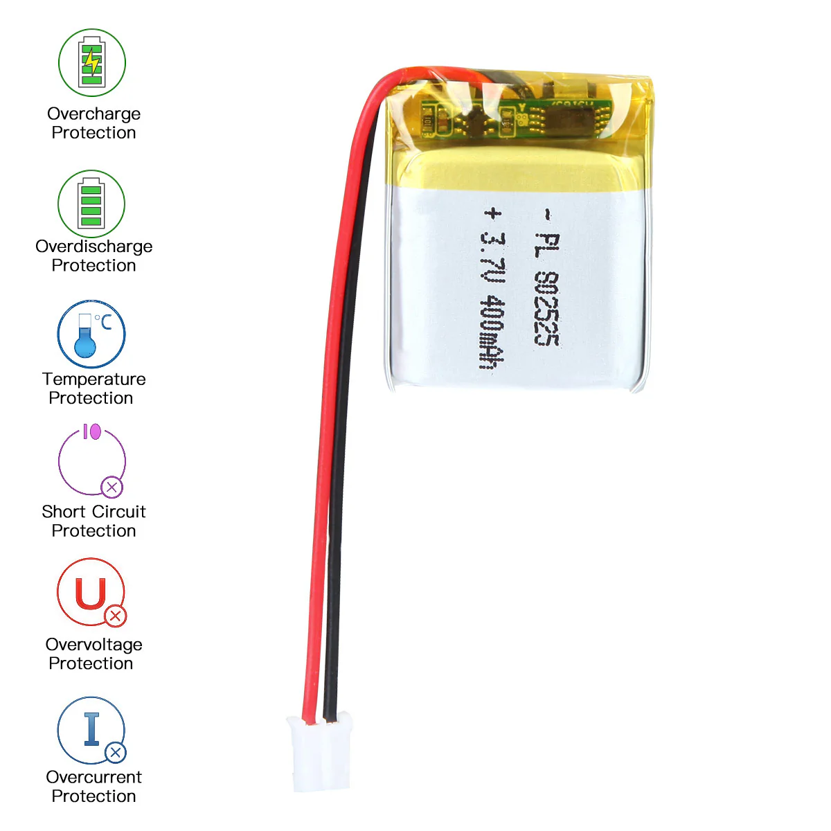 YDL 3.7V 400mAh 802525 Rechargeable Lithium Polymer Battery - Image 5