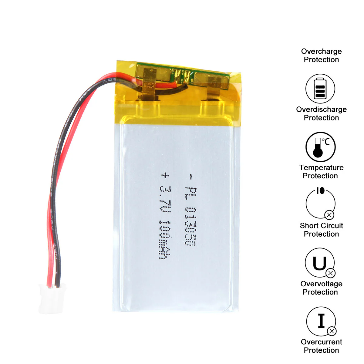 3.7V 100mAh 013050 Rechargeable Lithium Polymer Battery - Image 4