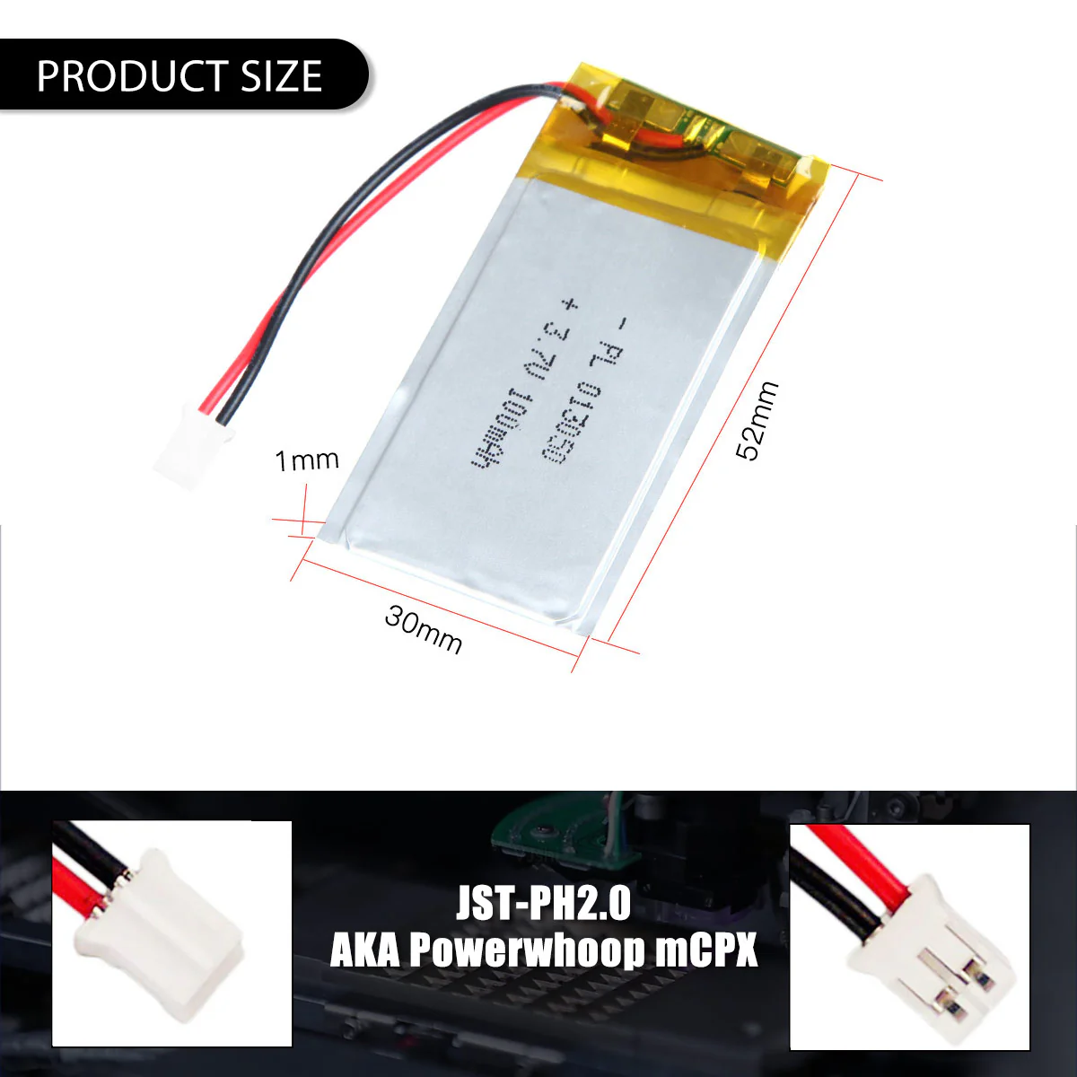3.7V 100mAh 013050 Rechargeable Lithium Polymer Battery - Image 5