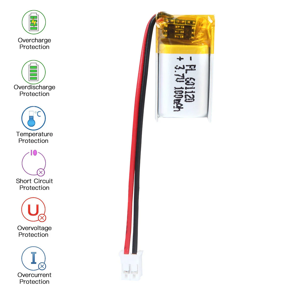 3.7V 100mAh 601120 Rechargeable Lithium Polymer Battery - Image 4