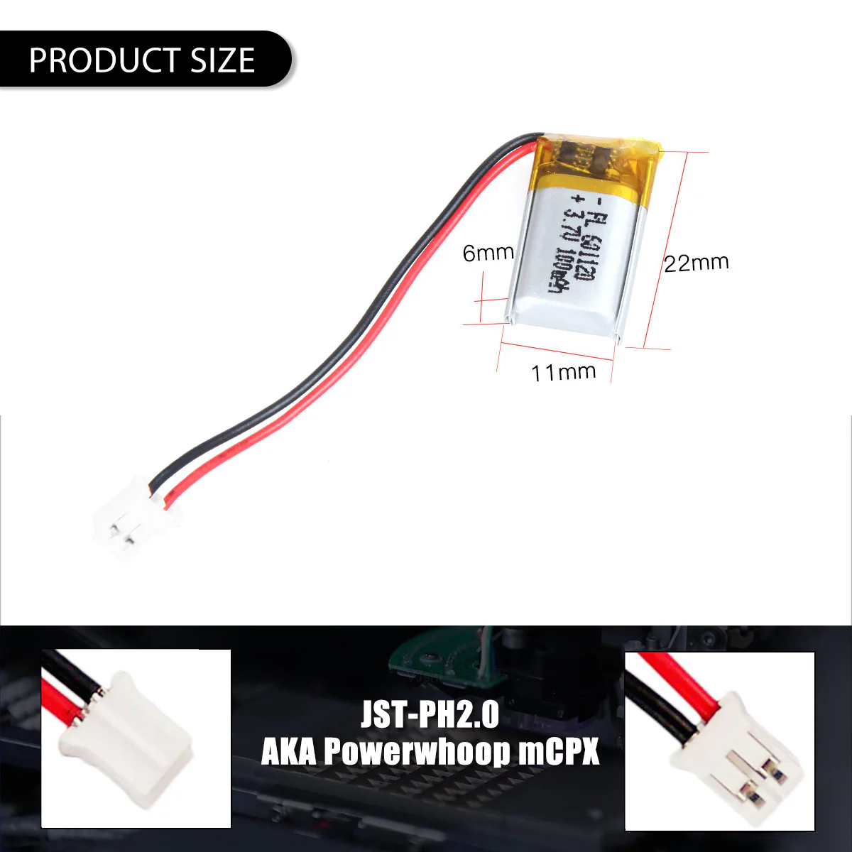 3.7V 100mAh 601120 Rechargeable Lithium Polymer Battery - Image 5